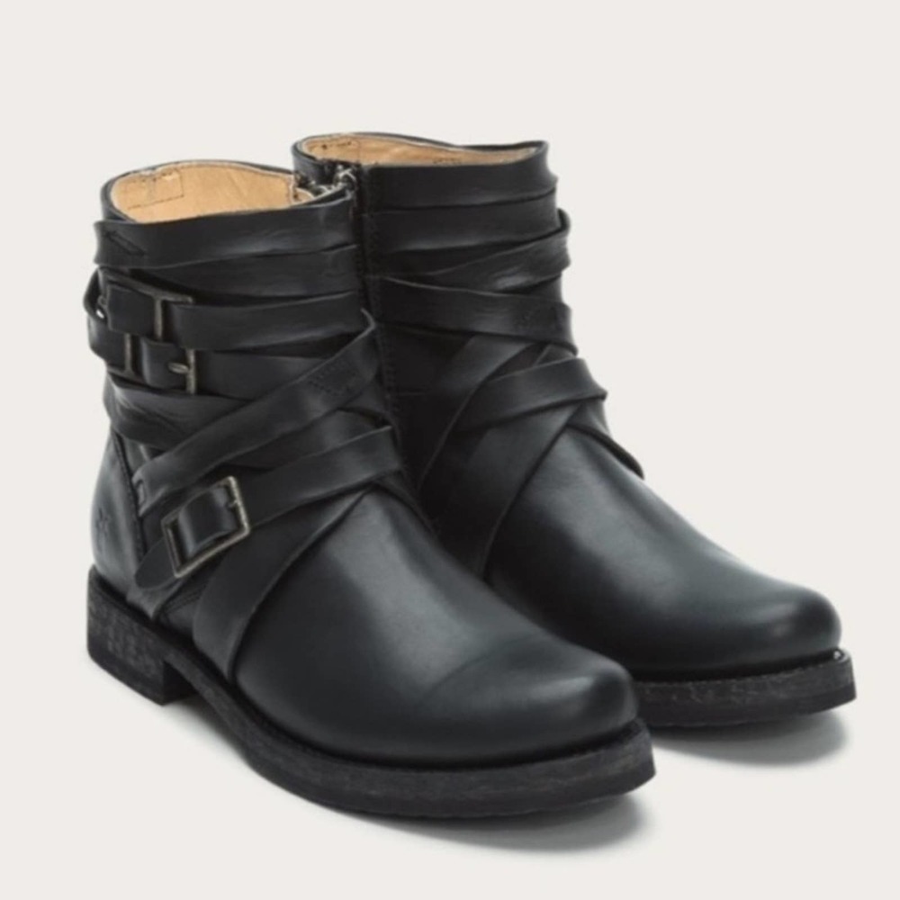 Frye | Veronica Black Strappy Boots Leather - Picture 10 of 11